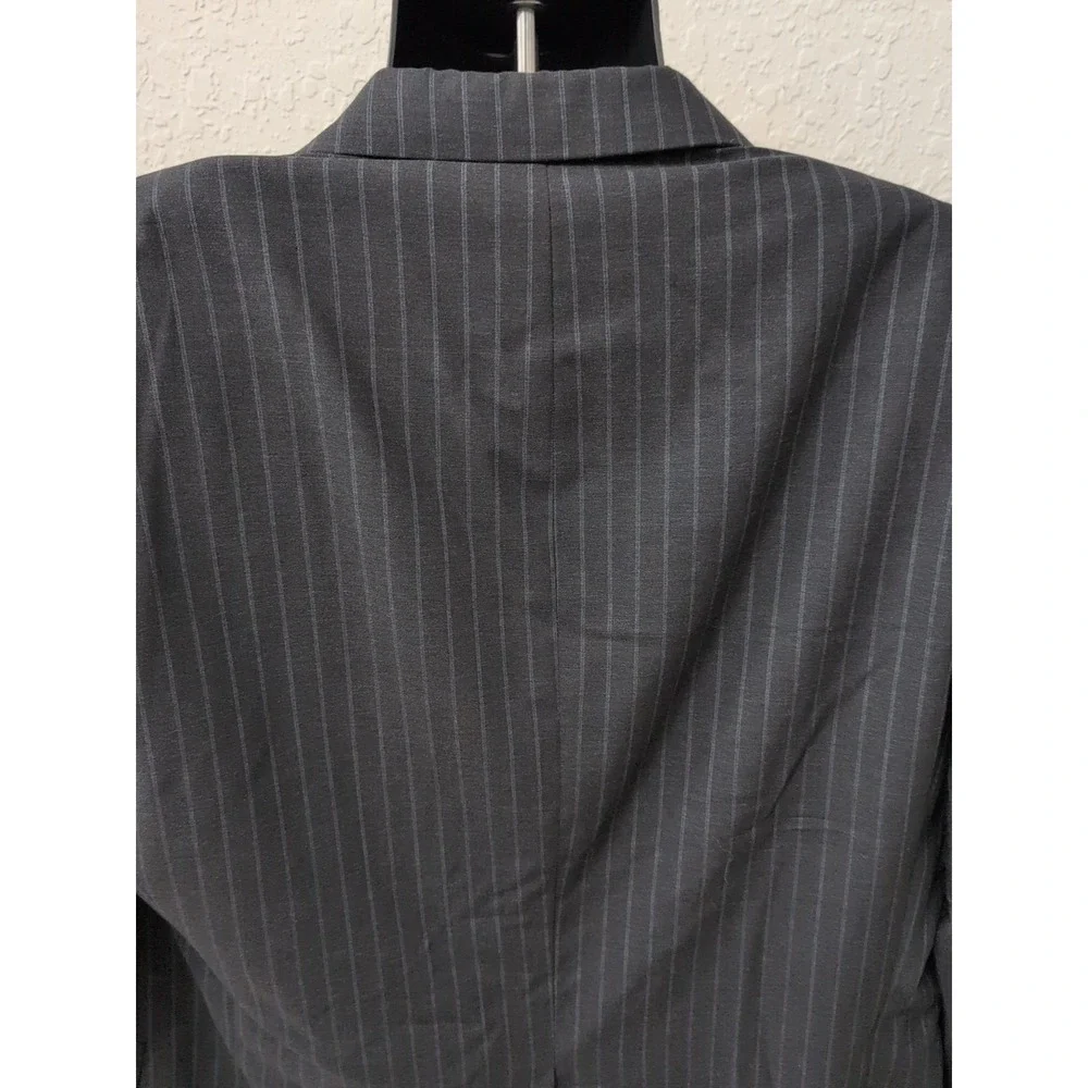 42R‎ Hickey Freeman Modern Fit Charcoal Grey Pinstripe Wool Suit Jacket Made USA